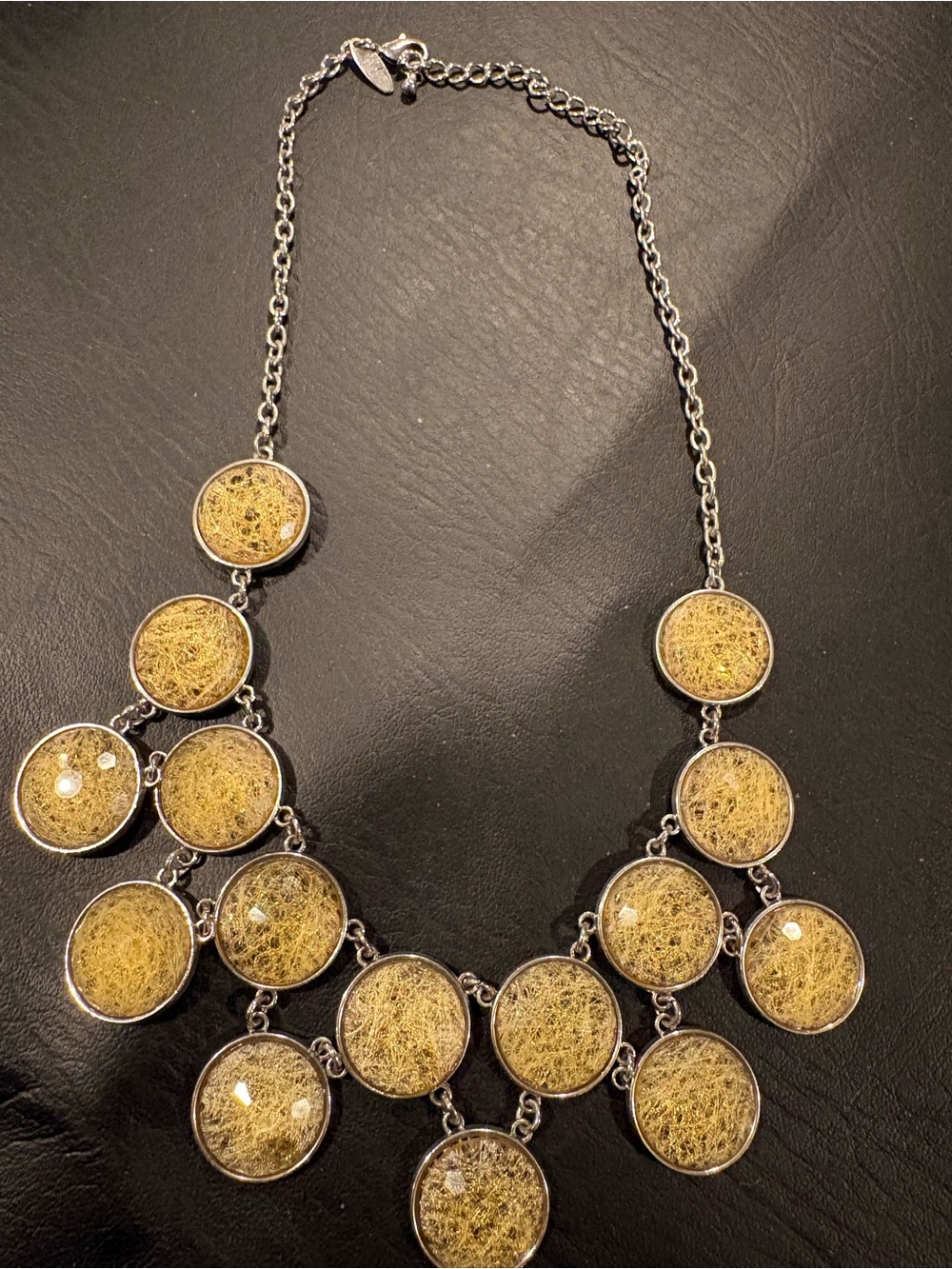 Gold-Tone Textured Circle Statement Necklace - Women Jewelry